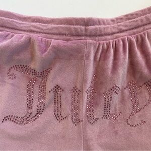 Juicy Couture Rhinestone Embellished Velour Pants in Pink